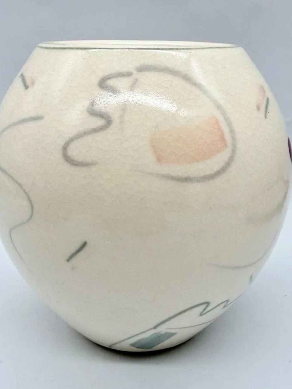 Cream Ceramic Art Vase with Subtle Pastel Accents